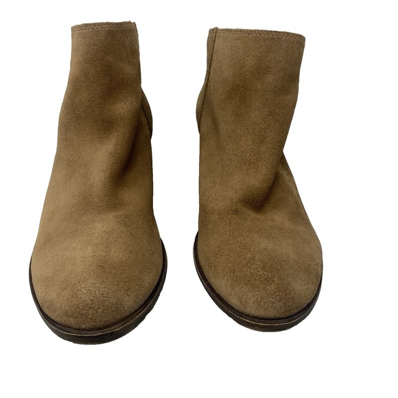 Lucky Brand Womens Ankle Shoes 9.5 Bootie Brown Leather LP-BELVVA Zip Block Heel - Picture 7 of 14